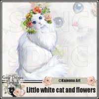 (image for) Little White Cat And Flowers